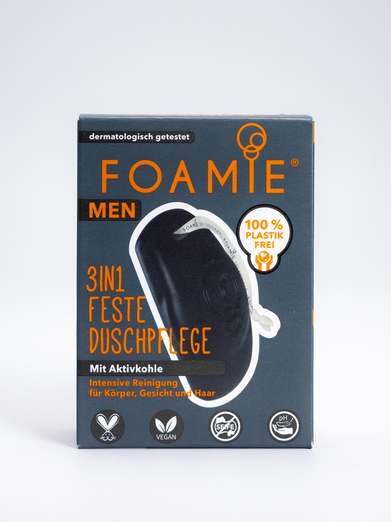 Foamie 3in1 Feste Duschpflege mit Aktivkohle (90 g)