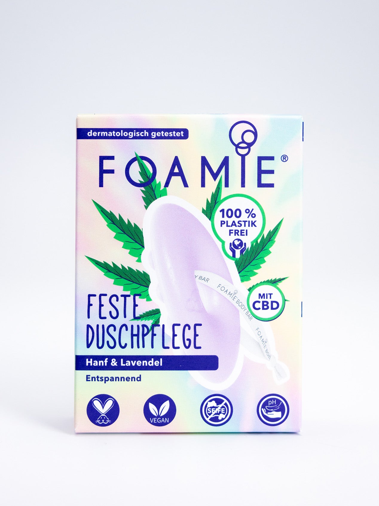 Foamie Festes Duschgel I Beleaf In You mit Hanf & Lavendelöl (80g)